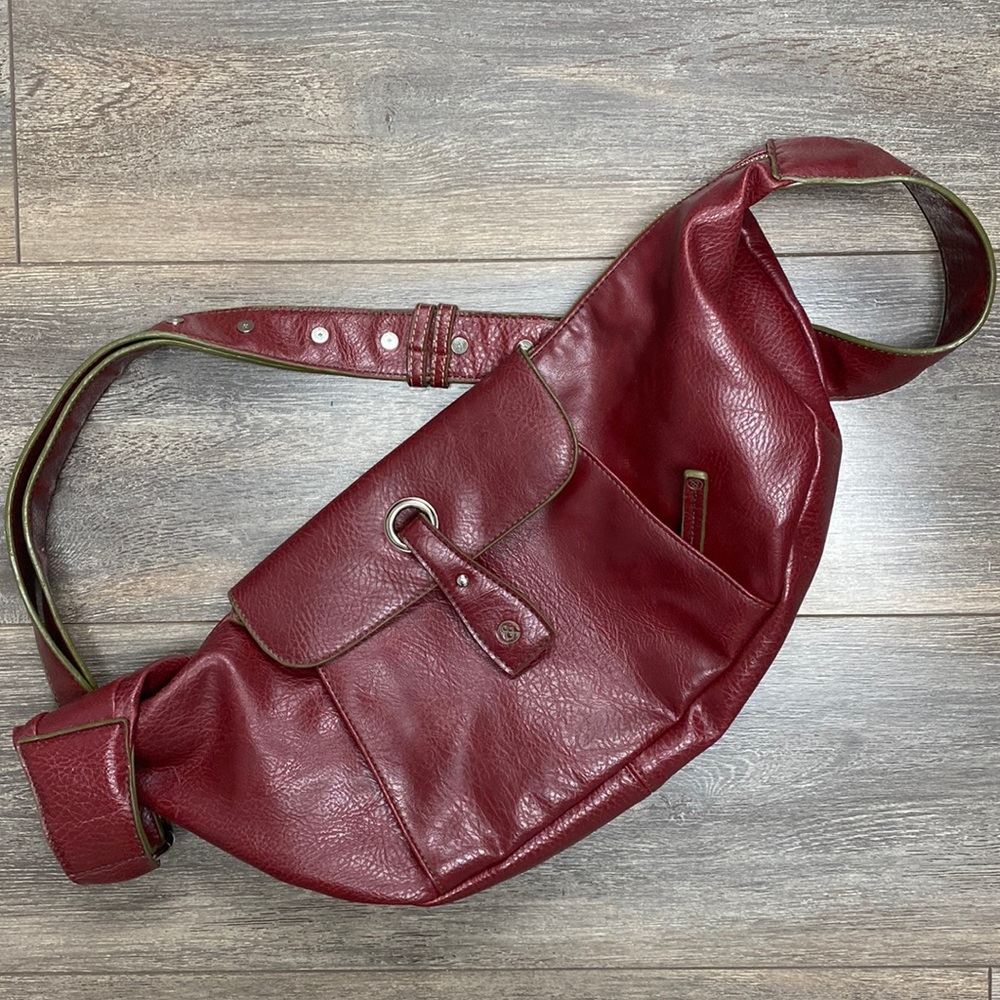 Matt & Nat Red Vegan PVC Messenger Bag